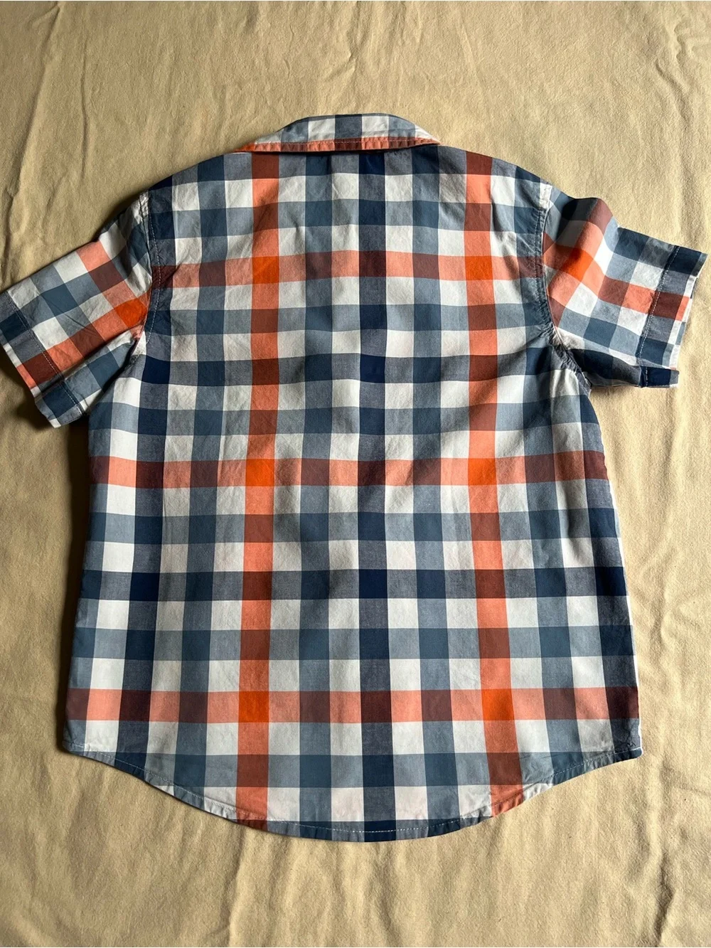 Gymboree Boys Short-Sleeve Plaid Button-Down Shirt - Blue & Orange